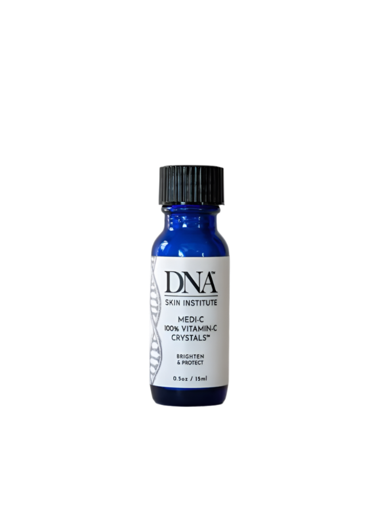 Bottle of DNA Skin Institute Vitamin C Crystals on a white background